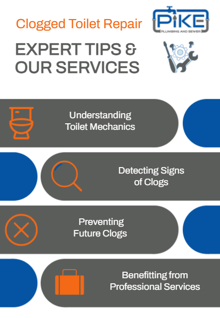 image of Clogged Toilet Repair Infographic by Pike Plumbing & Sewer