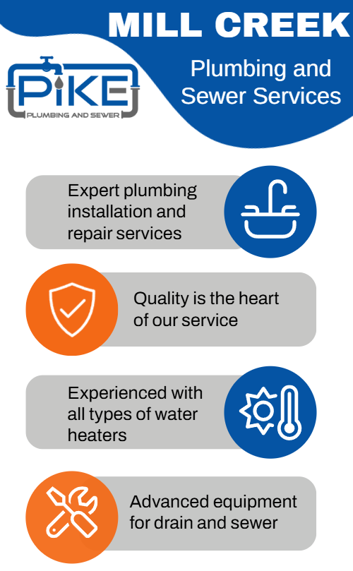infographic for plumbing and sewer services in Mill Creek, WA
