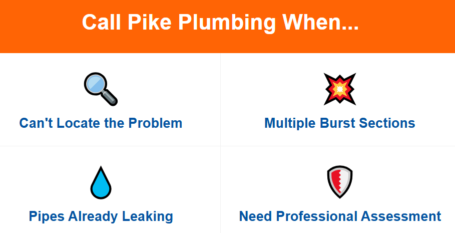 Pipe Burst When to call professionals