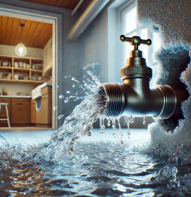 pipe breaks from feezing cold