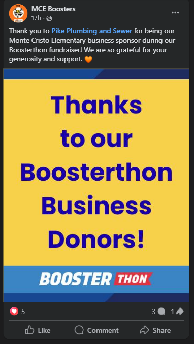 MCE Boosters Supporting Community with Pike Plumbing