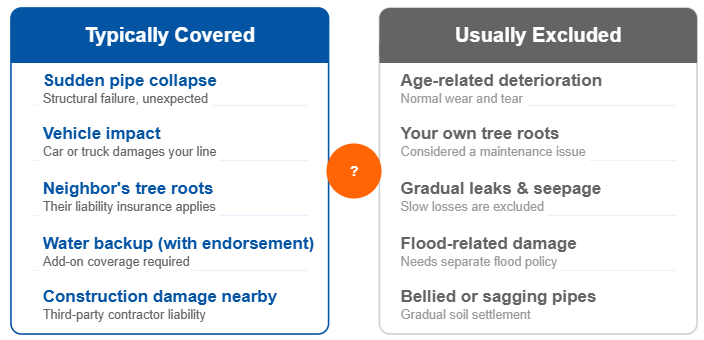 Insurance coverage for sewer lines